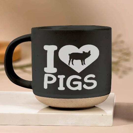 I Love Pigs pig heart piggy piglet Silhouette Pottery Mugs