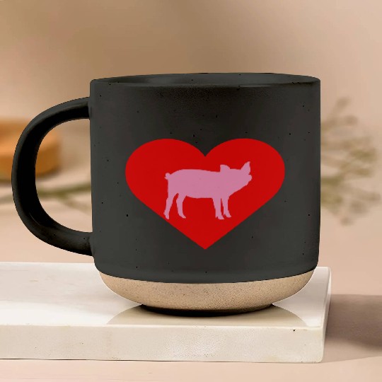 I Love Pigs pig heart piggy piglet silhouette Pottery Mugs