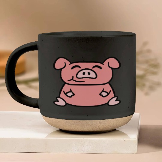 Little cute piggy sit pig piglet fat chubby animal Pottery Mugs