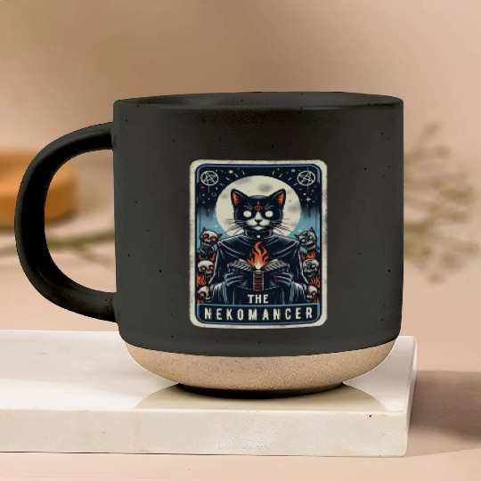 The Nekomancer Funny Tarot Necromancer Cat Pun Pottery Mugs