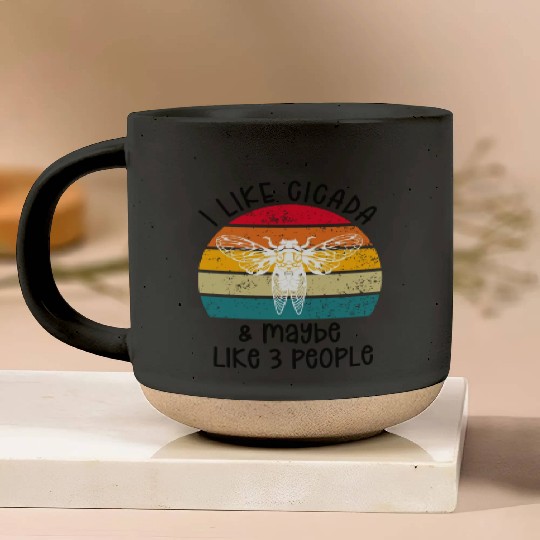 I Like Cicada & Maybe Like 3 People, Retro Sunset Pottery Mugs