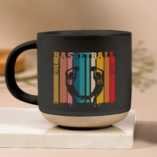 Basketball with sunset Pottery Mugs