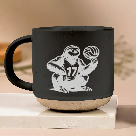 Sloth Volleyball Player Silhouette Sports Pottery Mugs