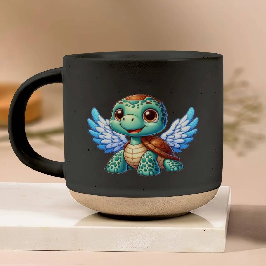 Angel Turtle with Wings and Halo Pottery Mugs