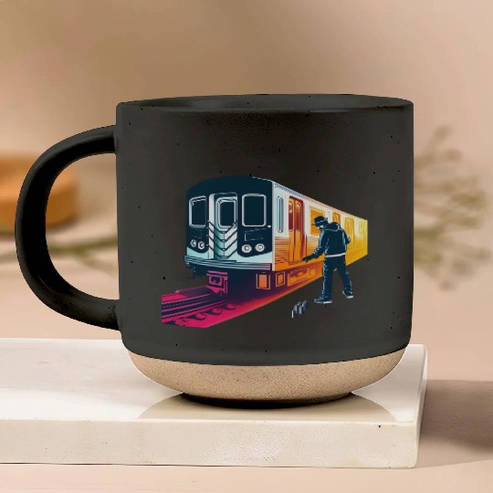 AI Teen at Subway Layup Masked Pottery Mugs