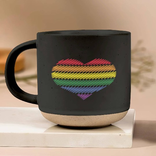 Rainbow Heart (Love / Scribble / 6s / PNG) Pottery Mugs
