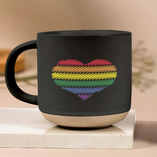 Rainbow Heart (Love / Scribble / 6s / PNG) Pottery Mugs
