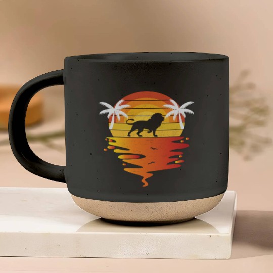 Lion Pottery Mugs retro sunset 70s vintage zookeeper Lion