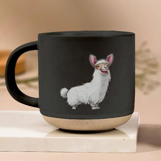 Smiling Llama With Bunny Ears Pottery Mugs
