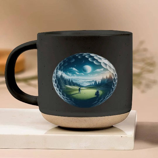 Twilight A Golf Dream Scape Surreal Golfing Course Pottery Mugs