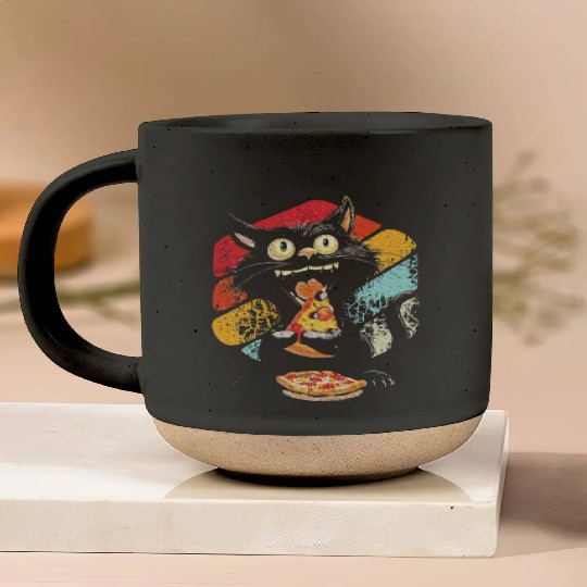 Kitty And Pepperoni Pizza Cat Lover Pet Owner Pottery Mugs