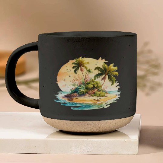 Tropical Watercolor Paradise, Summer Clipart Pottery Mugs
