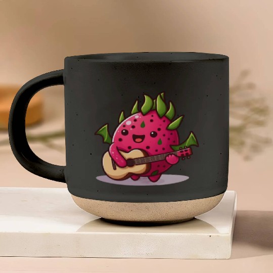 Dragon fruit plays guitar Pottery Mugs