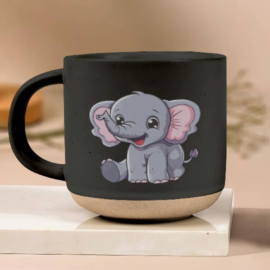 Adorable Baby Elephant Joyful Smile Pottery Mugs