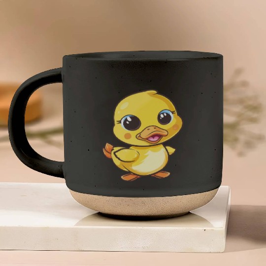 Adorable Yellow Duckling Happy Dance Pottery Mugs