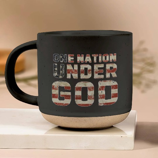 US American Flag One Nation Under God 4th Of July Pottery Mugs