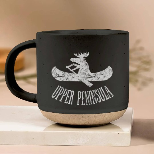 Yooper Moose Upper Peninsula Moose Canoe Pottery Mugs