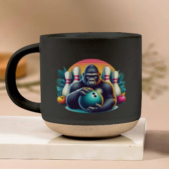 Gorilla Playing Bowling Animal Sports Lovers Pottery Mugs