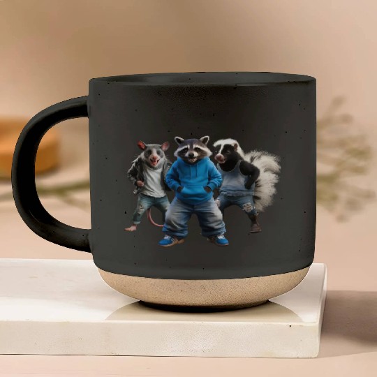 STREET CATS, RACCOON POSSUM SKUNK Pottery Mugs