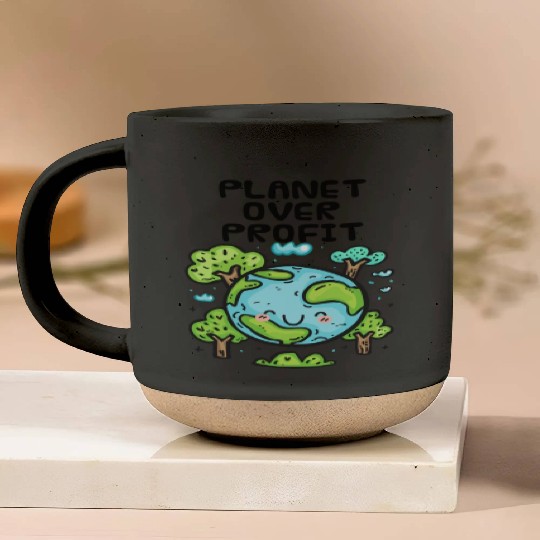 Planet Over Profit Earth Day Pottery Mugs