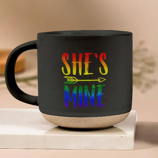 I'm Hers She's Mine LGBT Pride Lesbian Couple Pottery Mugs