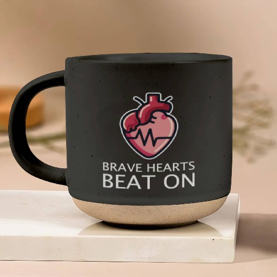 CHD Awareness Brave Hearts Beat On Pottery Mugs