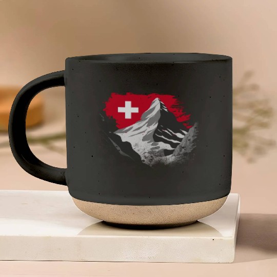 Vacation Skiing, Hiking, Mountain Switzerland Pottery Mugs