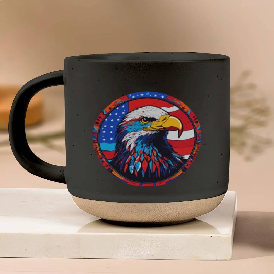 Patriotic Eagle Emblem for Apparel Pottery Mugs