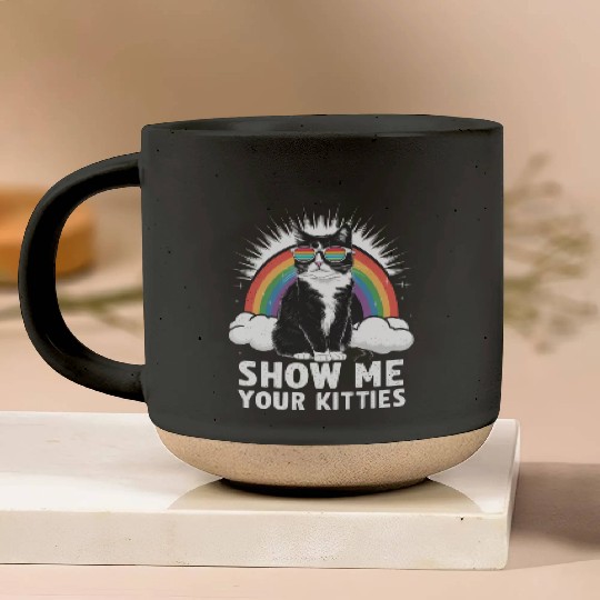 Show Me Your Kitties Funny Lesbian Gay Pride LGBT Pottery Mugs