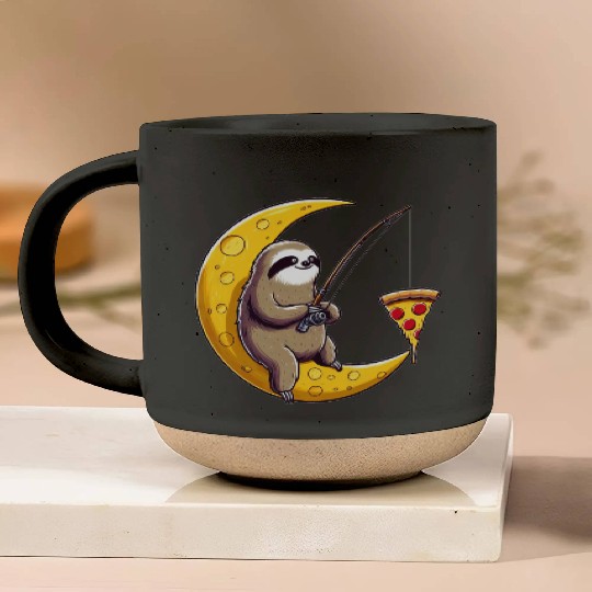 Sloth fisherman moon pizza space Pottery Mugs