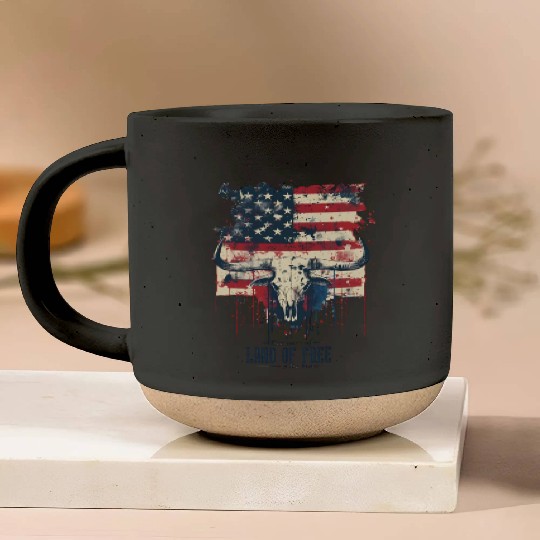 Land of the free because of the brave , 4 July Pottery Mugs