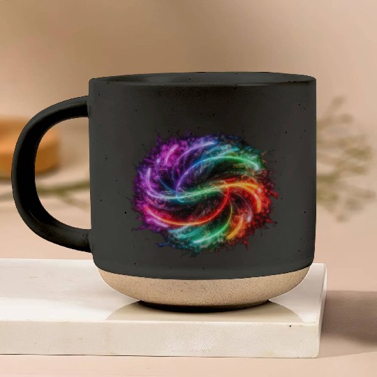 Neon color ai particles Pottery Mugs