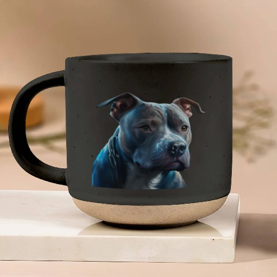 Blue Nose Pitbull Neon Face Guardian Pottery Mugs