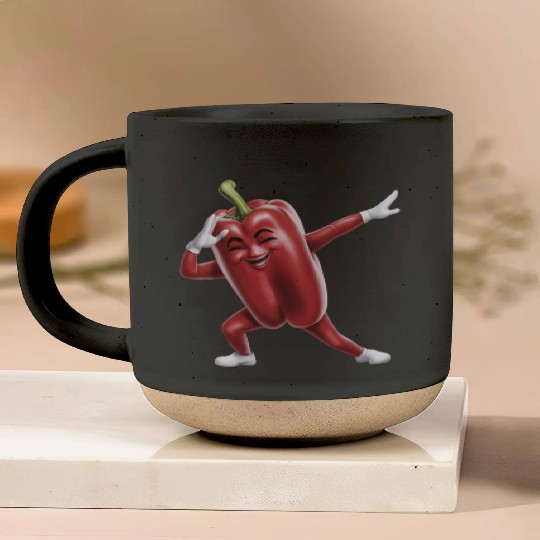 Red Bell Pepper Dabbing Realistic Pottery Mugs