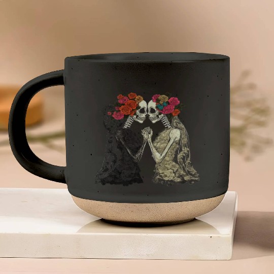 Lesbian Couple Skeletons Kissing LGBTQ Pride Pottery Mugs