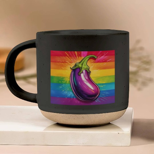LGBTQ Eggplant Pottery Mugs