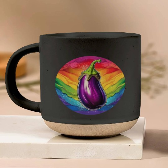 LGBTQ Eggplant Pottery Mugs
