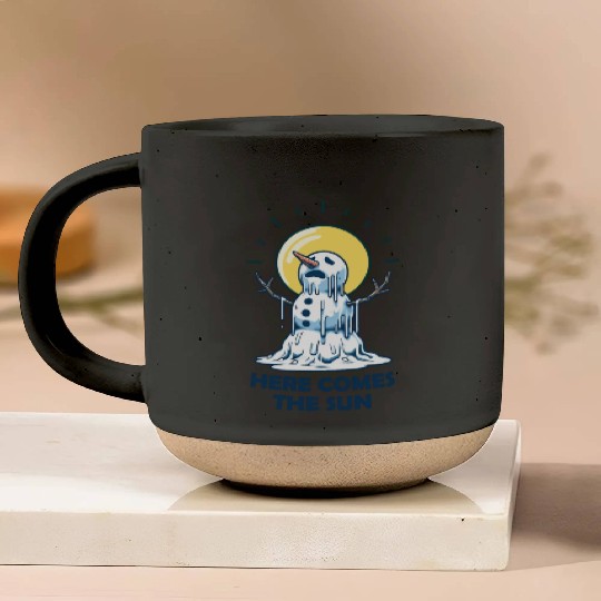 Here Comes The Sun Snowman Pottery Mugs