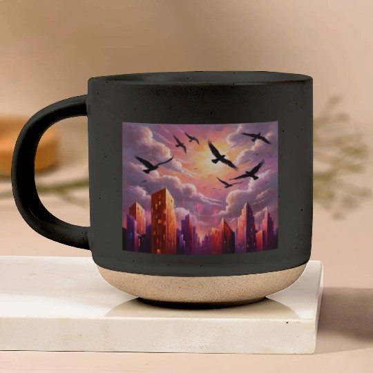 Geometric Twilight City Pottery Mugs