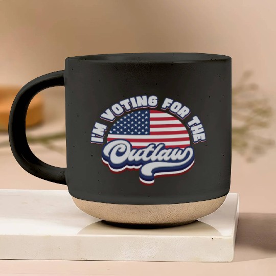 I'm Voting For The Outlaw - US Flag Pottery Mugs