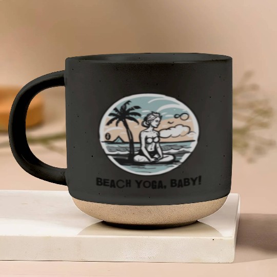 Beach Yoga, Baby! Pottery Mugs