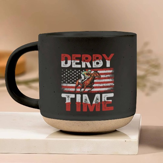 Derby Time Louisville Kentucky Horse Racing Pottery Mugs