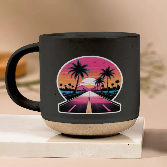 Miami Driving on a lonely Road Pottery Mugs