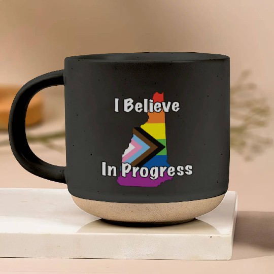 New Hampshire Pride Believe in Progress Flag Pottery Mugs