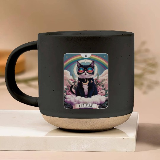 The Ally Cat Tarot Card Pride Gay Pride LGBTQ Pottery Mugs