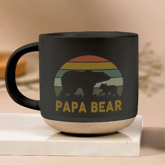 Papa Bear 1 Cub 1 Kids Father's Day Bear Dad Pottery Mugs