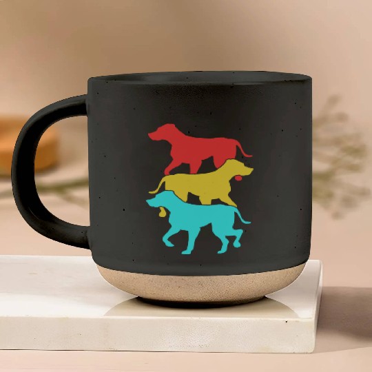 Colorful Retro Silhouette Rhodesian Ridgeback Dog Pottery Mugs