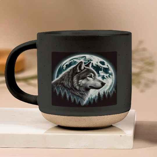 Nature Moon Alpha Cute Wolf Moon nature Pottery Mugs