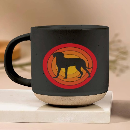 Retro Sunset Weimaraner Dog Silhouette Pottery Mugs