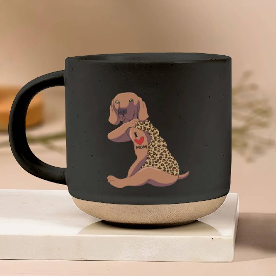 Weimaraner Mom Tattoo Dog I Love Mom Dog Pottery Mugs